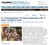 Le "Conversazioni" di Capri presentate a NY. Il tema: vincitori e vinti